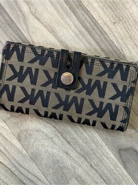 Michael Kors Brown and Black MK Logo Continental Wallet